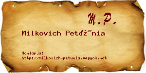 Milkovich Petúnia névjegykártya